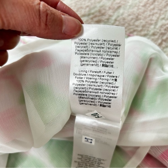 NWT Ganni Pleated Georgette Mini Dress Green Pink Floral Size 34/2 Wedding Guest - Picture 6 of 13